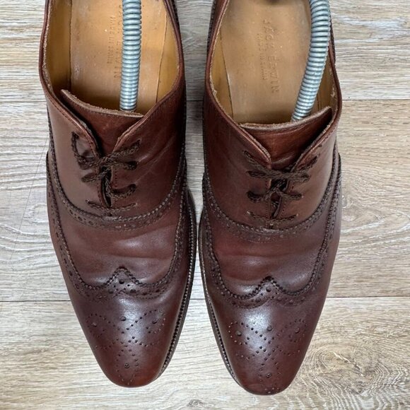 Jack Erwin Hubert Long Wing Blucher Brown Leather Wingtips Men's Size 9.5 - Picture 2 of 7